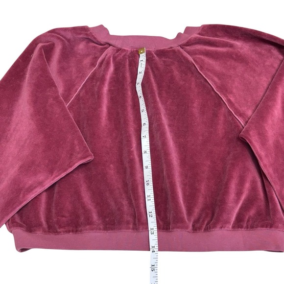 NWTSuzie Kondi Cropped Crew Neck Velour Sweatshirt Dusty Rose Sz M - Picture 11 of 14